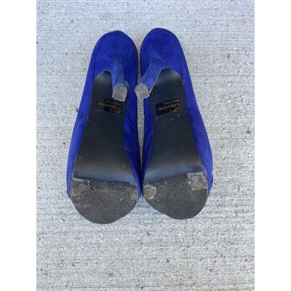 Blue suede heels with studs platform size 7 - Picture 5 of 5